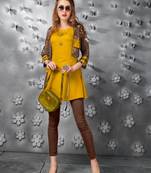 Mustard embroidered art silk short-kurtis
