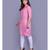 Baby Pink Cotton 3/4th Sleeves Solid Womens Kurta