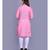 Baby Pink Cotton 3/4th Sleeves Solid Womens Kurta