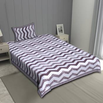 Grush 100% Cotton Jaipuri Block Print Single Bedsheet With Pillow Cover 1