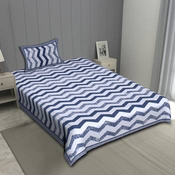 Grush 100% Cotton Jaipuri Block Print Single Bedsheet With Pillow Cover 1