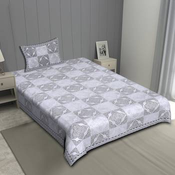 Grush 100% Cotton Jaipuri Block Print Single Bedsheet With Pillow Cover 1