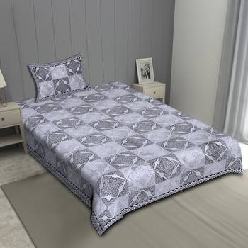 Grush 100% Cotton Jaipuri Block Print Single Bedsheet With Pillow Cover 1