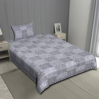 Grush 100% Cotton Jaipuri Block Print Single Bedsheet With Pillow Cover 1