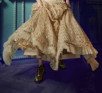 Gold Net Mirror Sequin Embroidered Wedding Lehenga Choli 4