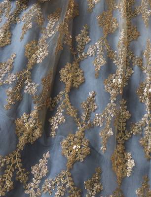 Alluring Grey Sequins Embroidered And Ruffle Work Net Wdding Lehenga Choli 4