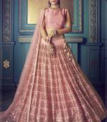 Marvellous Pink Sequins & Thread Embroidered Net Party Wear Lehenga Choli