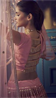 Marvellous Pink Sequins & Thread Embroidered Net Party Wear Lehenga Choli 3