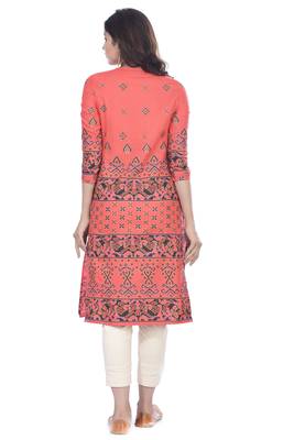 Peach printed rayon ethnic-kurtis 5