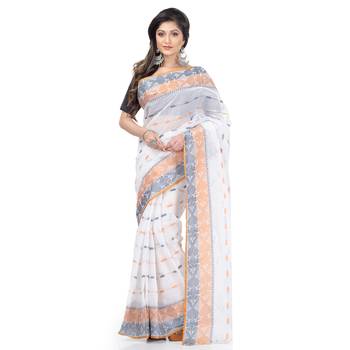 DESH BIDESH Women Bengal Tant Traditional Handloom Pure Cotton Saree Noyonchuri Design Without Blouse Piece 2