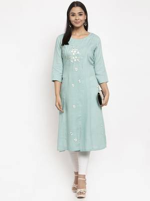 Blue embroidered rayon embroidered-kurtis 1