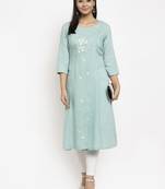 Blue embroidered rayon embroidered-kurtis