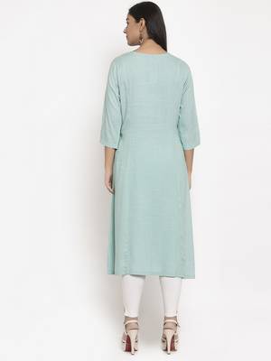 Blue embroidered rayon embroidered-kurtis 3