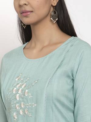 Blue embroidered rayon embroidered-kurtis 4
