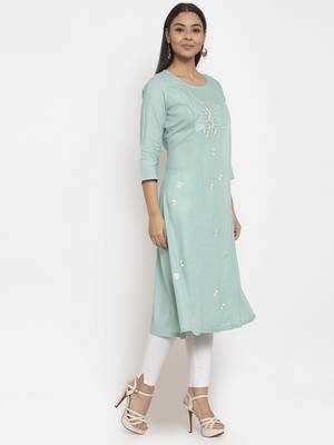 Blue embroidered rayon embroidered-kurtis 5