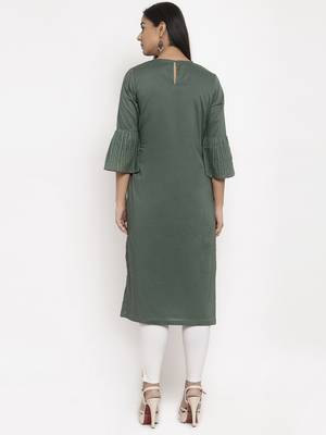Green embroidered cotton embroidered-kurtis 3