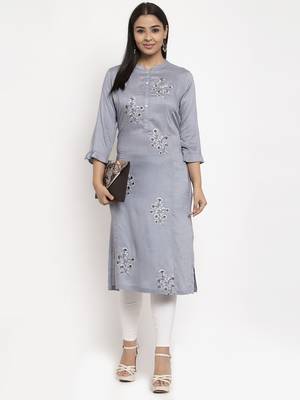 Grey embroidered rayon embroidered-kurtis 1