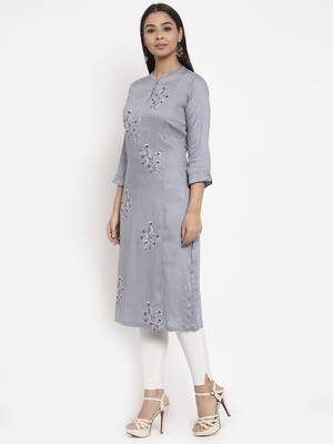 Grey embroidered rayon embroidered-kurtis 2