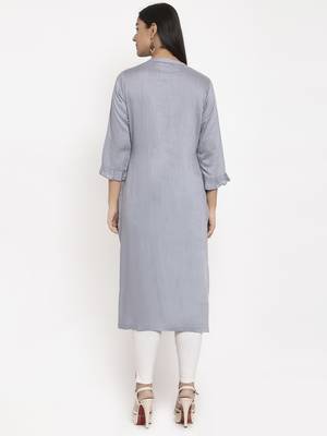 Grey embroidered rayon embroidered-kurtis 3