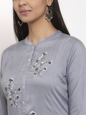 Grey embroidered rayon embroidered-kurtis 4