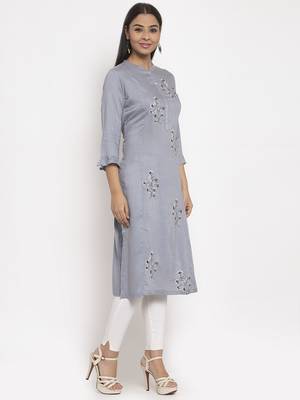 Grey embroidered rayon embroidered-kurtis 5