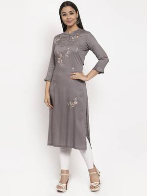 Grey embroidered rayon embroidered-kurtis 2