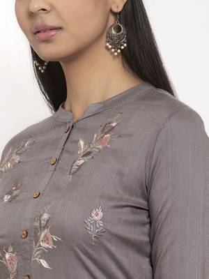 Grey embroidered rayon embroidered-kurtis 4