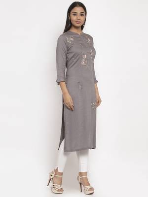 Grey embroidered rayon embroidered-kurtis 5