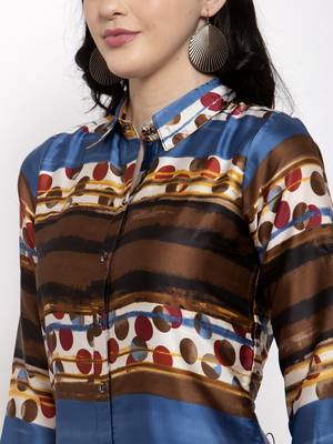 Blue printed satin kurtas-and-kurtis 5