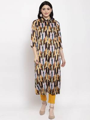 Brown printed satin kurtas-and-kurtis 1