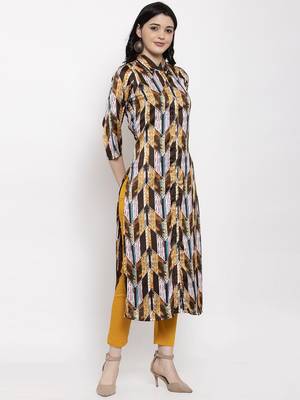 Brown printed satin kurtas-and-kurtis 2
