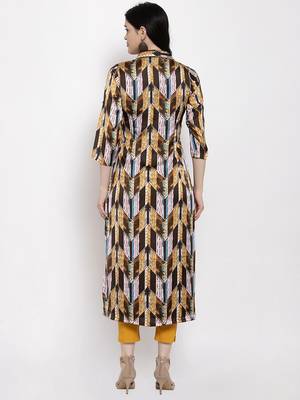 Brown printed satin kurtas-and-kurtis 4