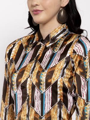 Brown printed satin kurtas-and-kurtis 5