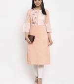 Peach embroidered cotton embroidered-kurtis