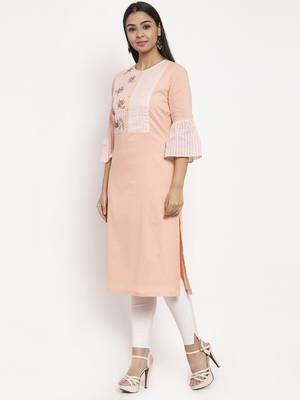 Peach embroidered cotton embroidered-kurtis 2