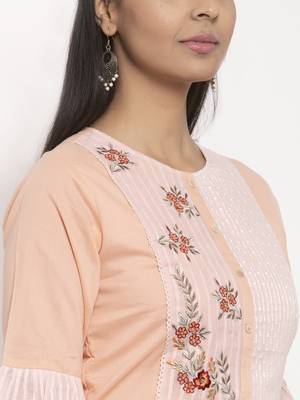 Peach embroidered cotton embroidered-kurtis 4