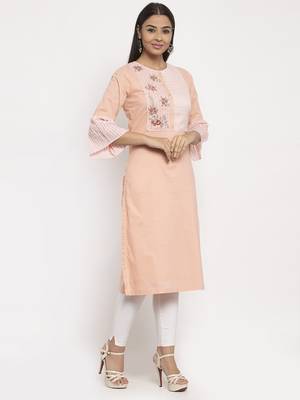Peach embroidered cotton embroidered-kurtis 5