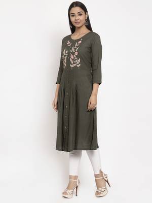 Green embroidered rayon embroidered-kurtis 2