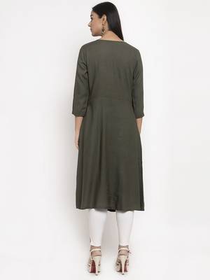 Green embroidered rayon embroidered-kurtis 3