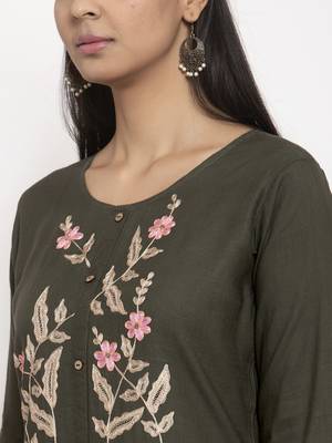Green embroidered rayon embroidered-kurtis 4