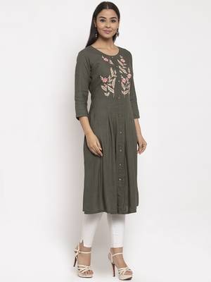 Green embroidered rayon embroidered-kurtis 5