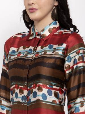 Maroon printed satin kurtas-and-kurtis 5