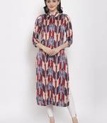 Maroon printed satin kurtas-and-kurtis