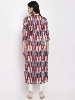 Maroon printed satin kurtas-and-kurtis 4