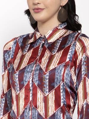 Maroon printed satin kurtas-and-kurtis 5