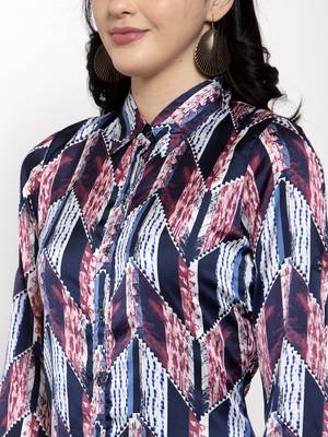Navy-blue printed satin kurtas-and-kurtis 5
