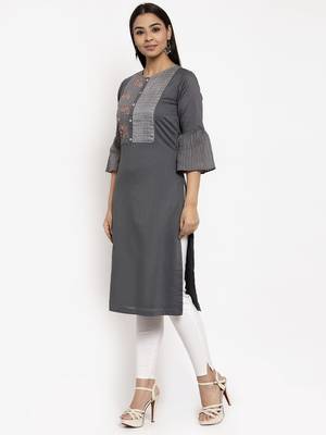 Grey embroidered cotton embroidered-kurtis 2