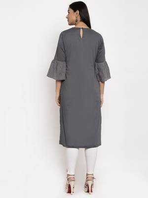 Grey embroidered cotton embroidered-kurtis 3
