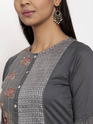 Grey embroidered cotton embroidered-kurtis 4
