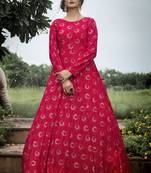 Rani Pink Georgette Foil Printed Designer Gown